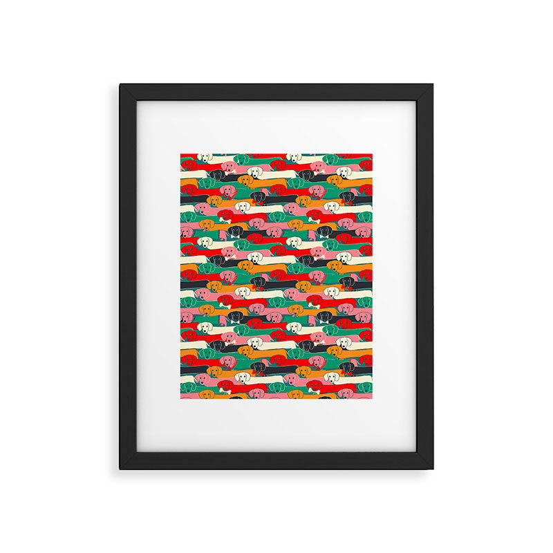 dachshund pattern- happy dogs Framed Art Print Gallery Image 4