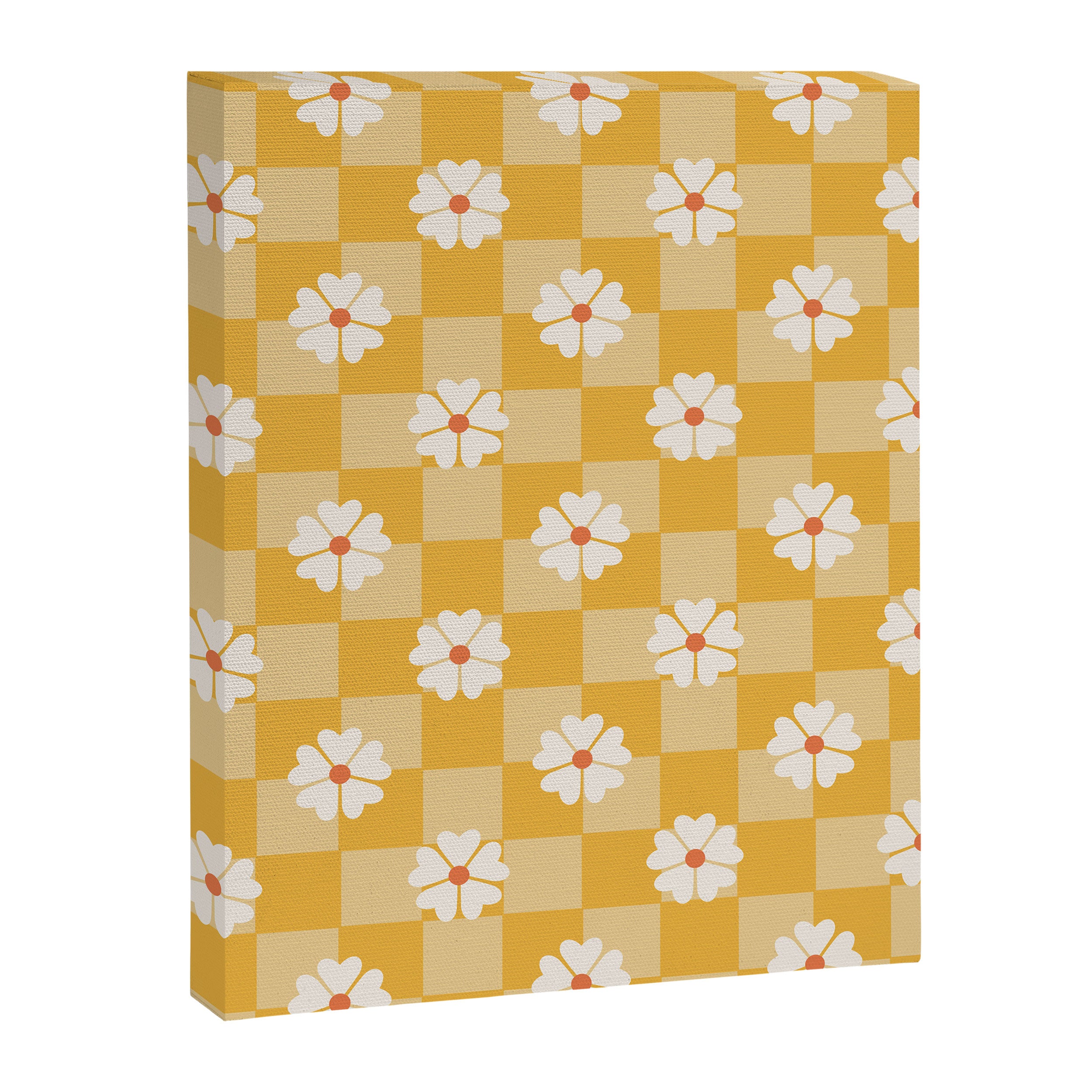Daisies On Yellow Checkerboard Canvas Print Gallery Image 8