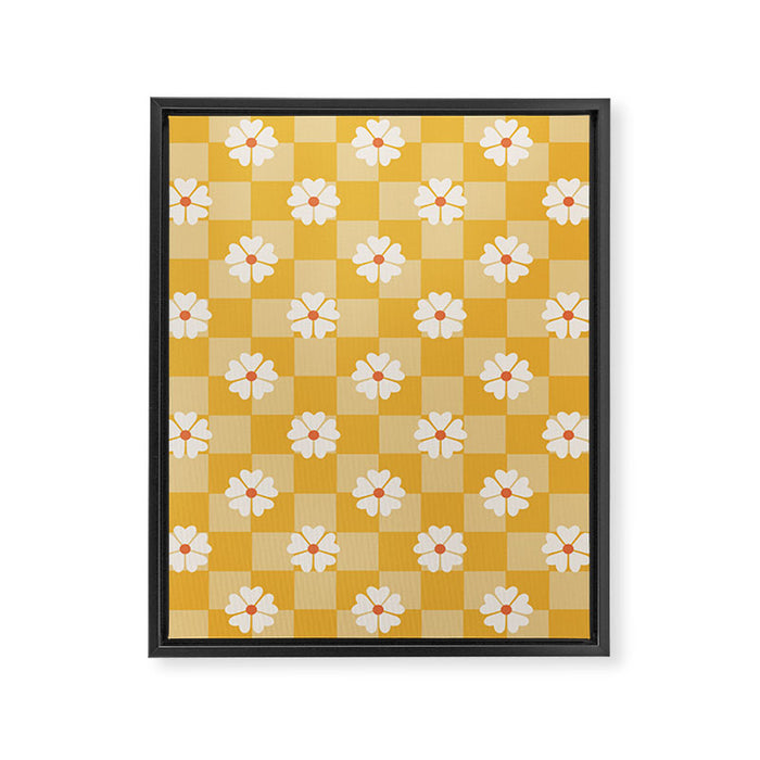 Daisies On Yellow Checkerboard Framed Canvas Print Gallery Image 1