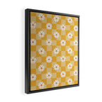 Daisies On Yellow Checkerboard Framed Canvas Print Gallery Image 2