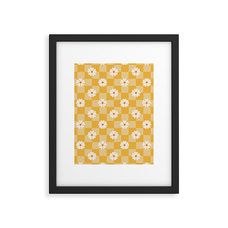 Daisies On Yellow Checkerboard Framed Art Print Gallery Image 6