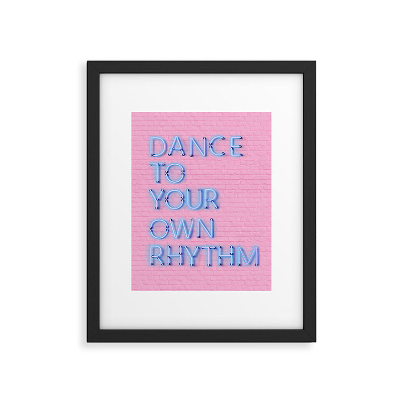 DANCE TO YOUR OWN RHYTHM - blue neon Framed Art Print Gallery Image 6