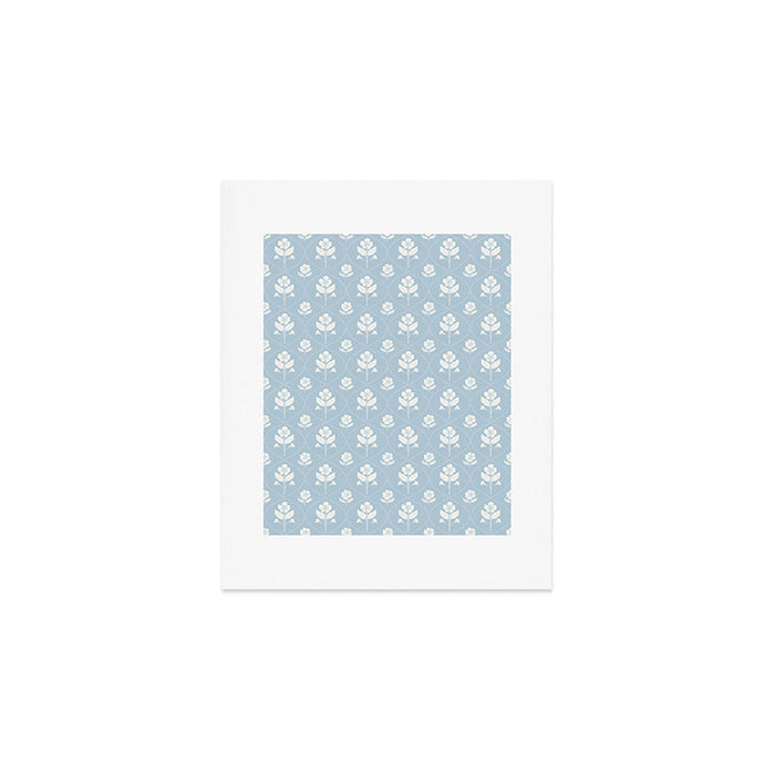 Delicate Blue Floral Pattern Art Print Gallery Image 1