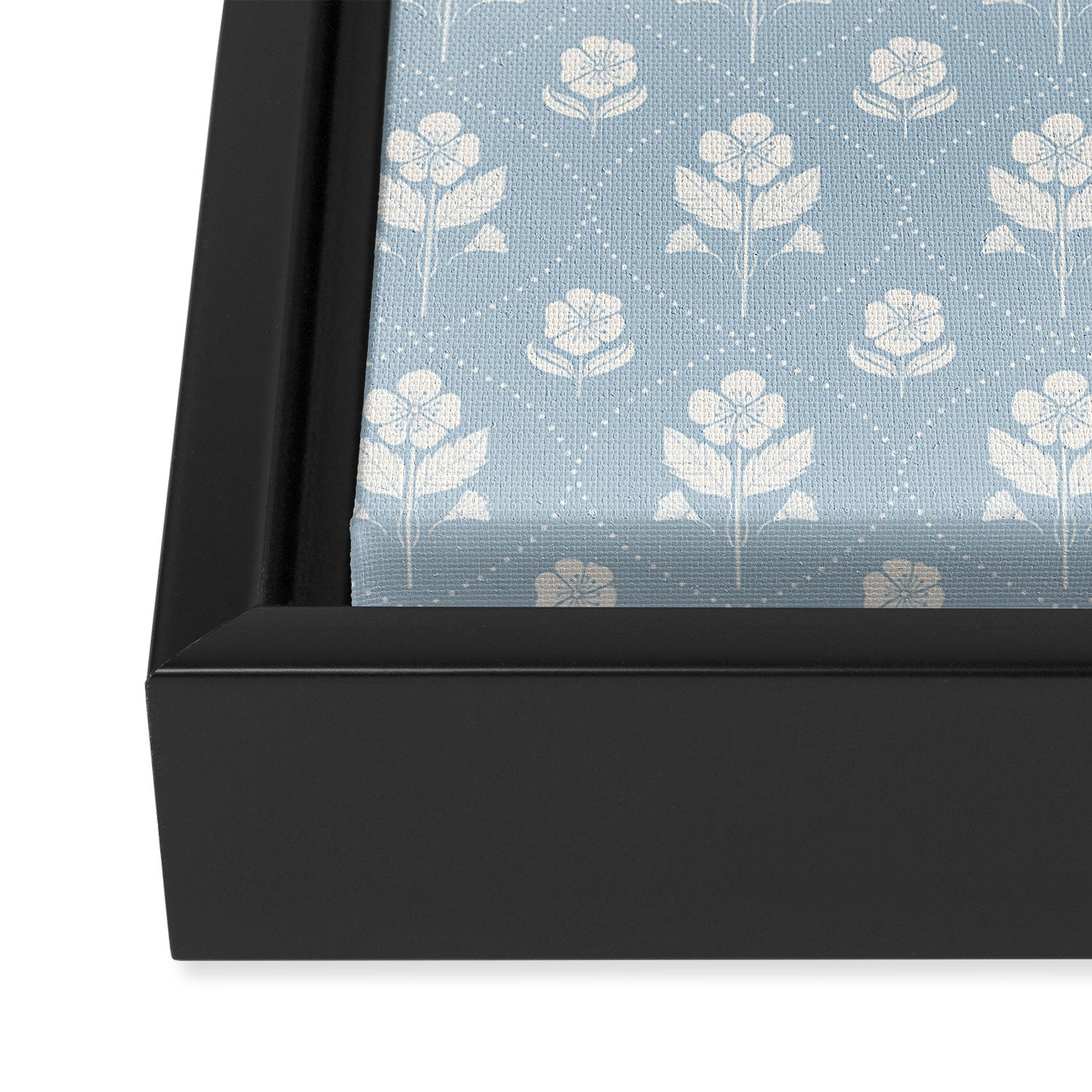 Delicate Blue Floral Pattern Framed Canvas Print Gallery Image 3