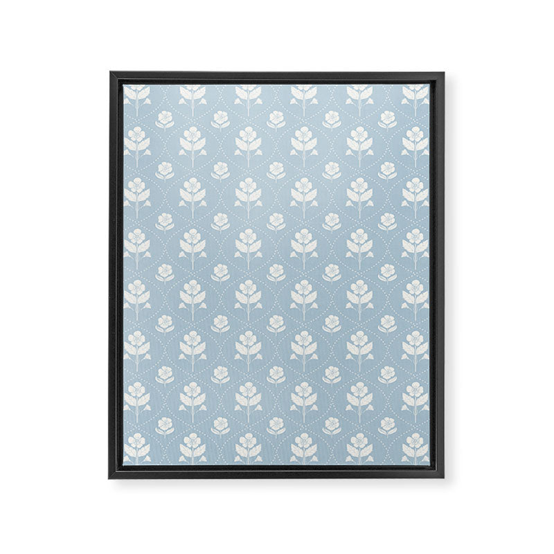 Delicate Blue Floral Pattern Framed Canvas Print Gallery Image 8