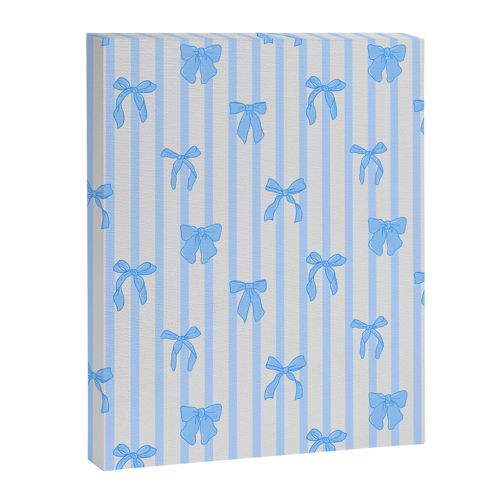 Elegant Blue Bows and Stripes Pattern Canvas Print Gallery Image 8