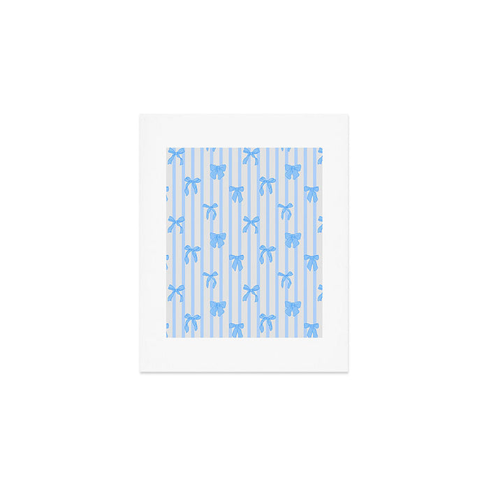 Elegant Blue Bows and Stripes Pattern Art Print Gallery Image 1