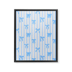 Elegant Blue Bows and Stripes Pattern Framed Canvas Print Gallery Image 8