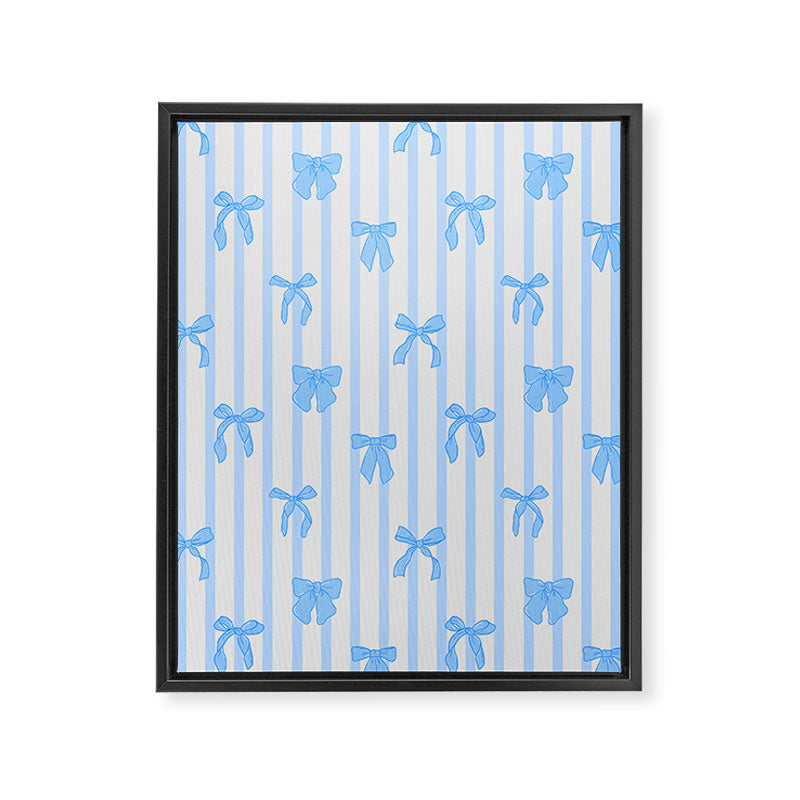 Elegant Blue Bows and Stripes Pattern Framed Canvas Print Gallery Image 8