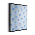 Elegant Blue Bows and Stripes Pattern Framed Canvas Print Gallery Image 2