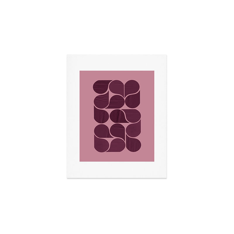 Elegant Burgundy Teardrop Pattern on Mauve Art Print Gallery Image 1
