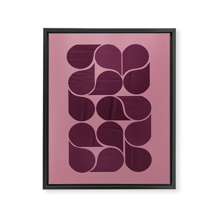 Elegant Burgundy Teardrop Pattern on Mauve Framed Canvas Print Gallery Image 1