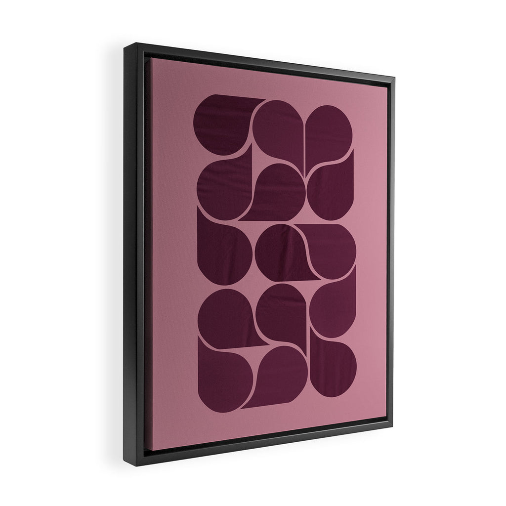 Elegant Burgundy Teardrop Pattern on Mauve Framed Canvas Print Gallery Image 2