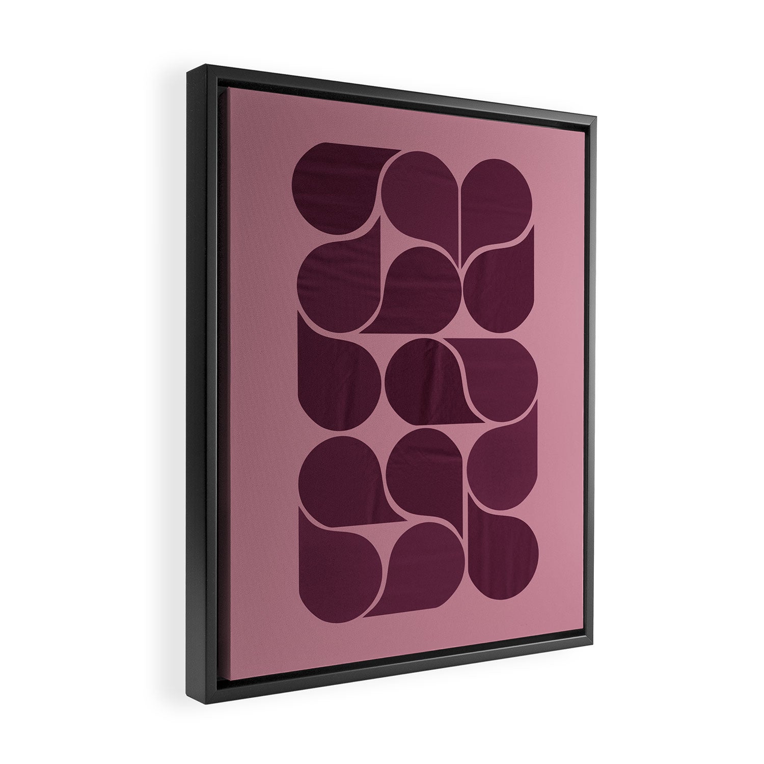 Elegant Burgundy Teardrop Pattern on Mauve Framed Canvas Print Gallery Image 2