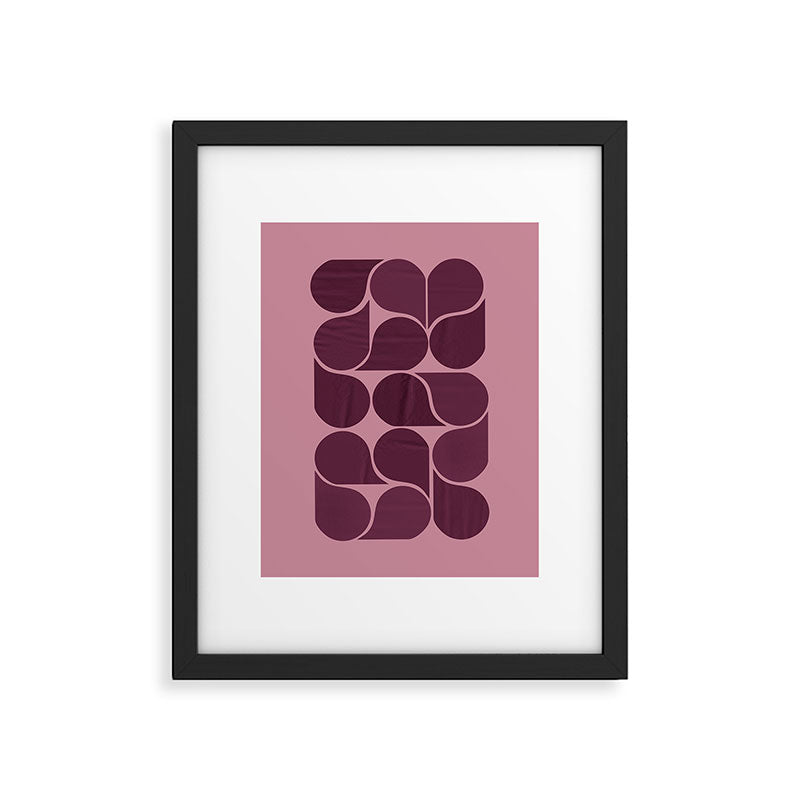 Elegant Burgundy Teardrop Pattern on Mauve Framed Art Print Gallery Image 5