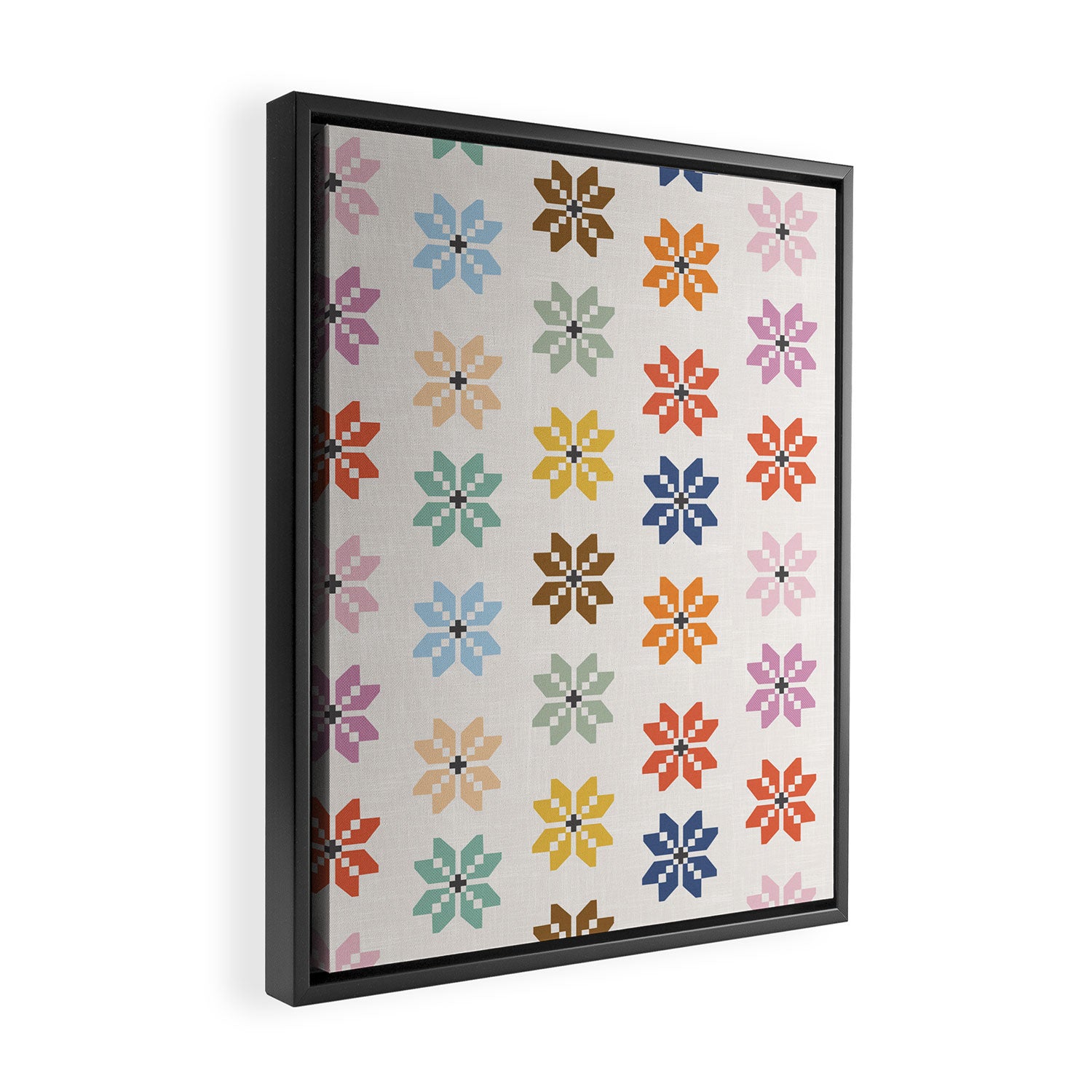 Elegant Pastel Festive Stars Pattern Framed Canvas Print Gallery Image 2