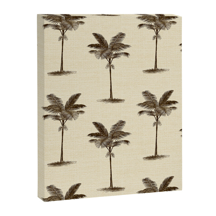 Etched Palm Trees on Vintage Linen Canvas Print Gallery Image 1