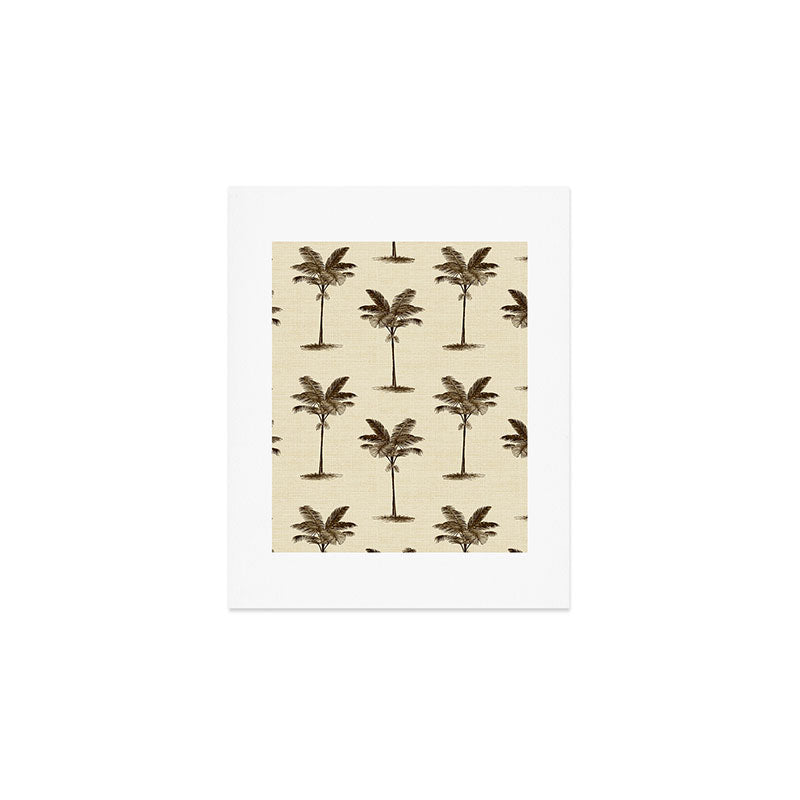 Etched Palm Trees on Vintage Linen Art Print Gallery Image 1