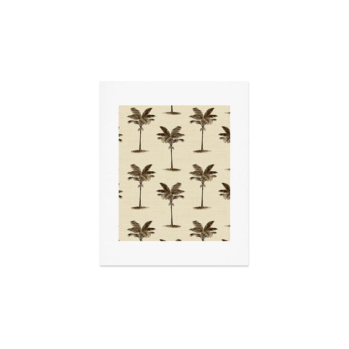 Etched Palm Trees on Vintage Linen Art Print Gallery Image 1