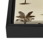 Etched Palm Trees on Vintage Linen Framed Canvas Print Gallery Image 3