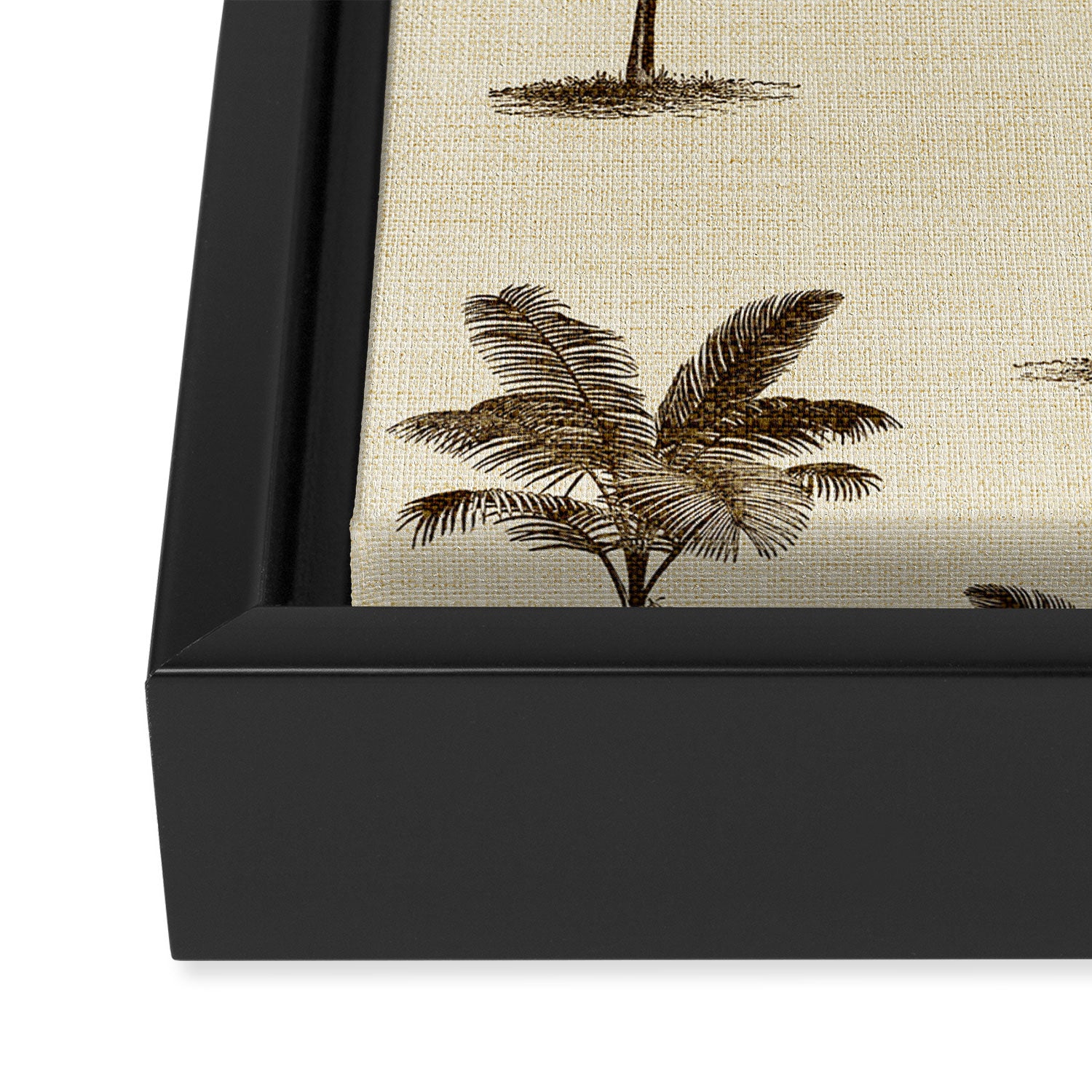 Etched Palm Trees on Vintage Linen Framed Canvas Print Gallery Image 3