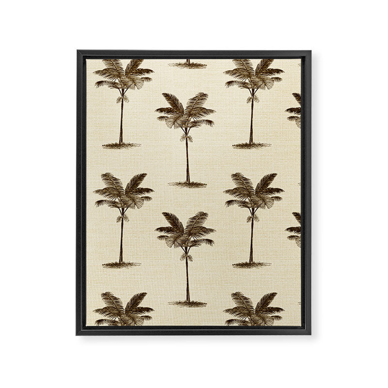 Etched Palm Trees on Vintage Linen Framed Canvas Print Gallery Image 8