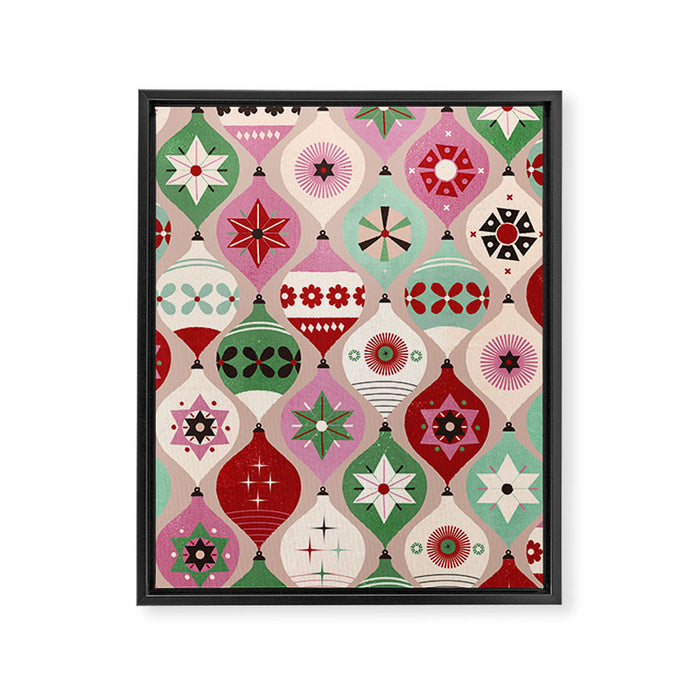 Festive Baubles Pattern Framed Canvas Print Gallery Image 1