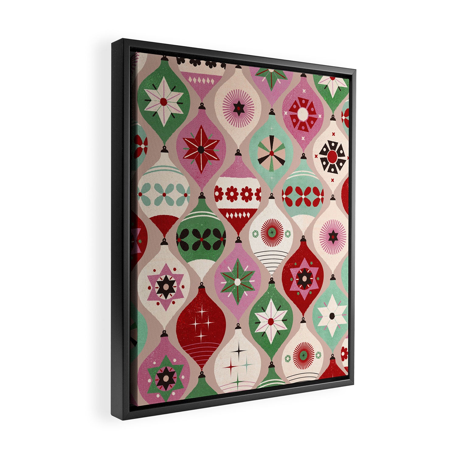 Festive Baubles Pattern Framed Canvas Print Gallery Image 2