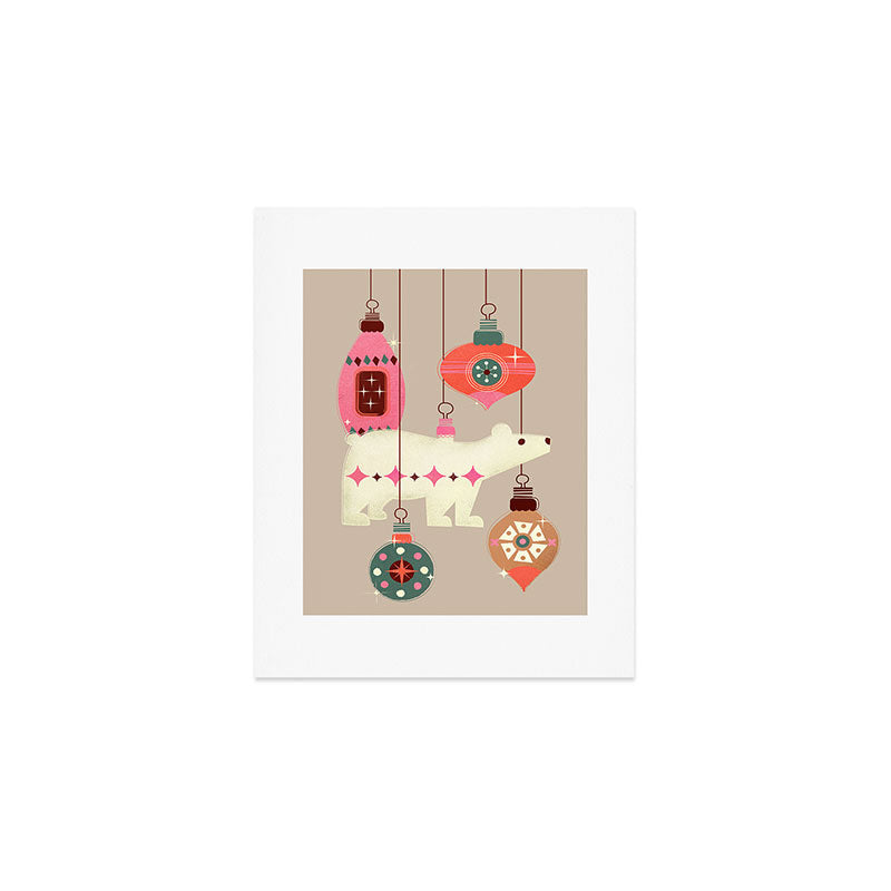 Festive Baubles With A Polar Bear Art Print Gallery Image 1