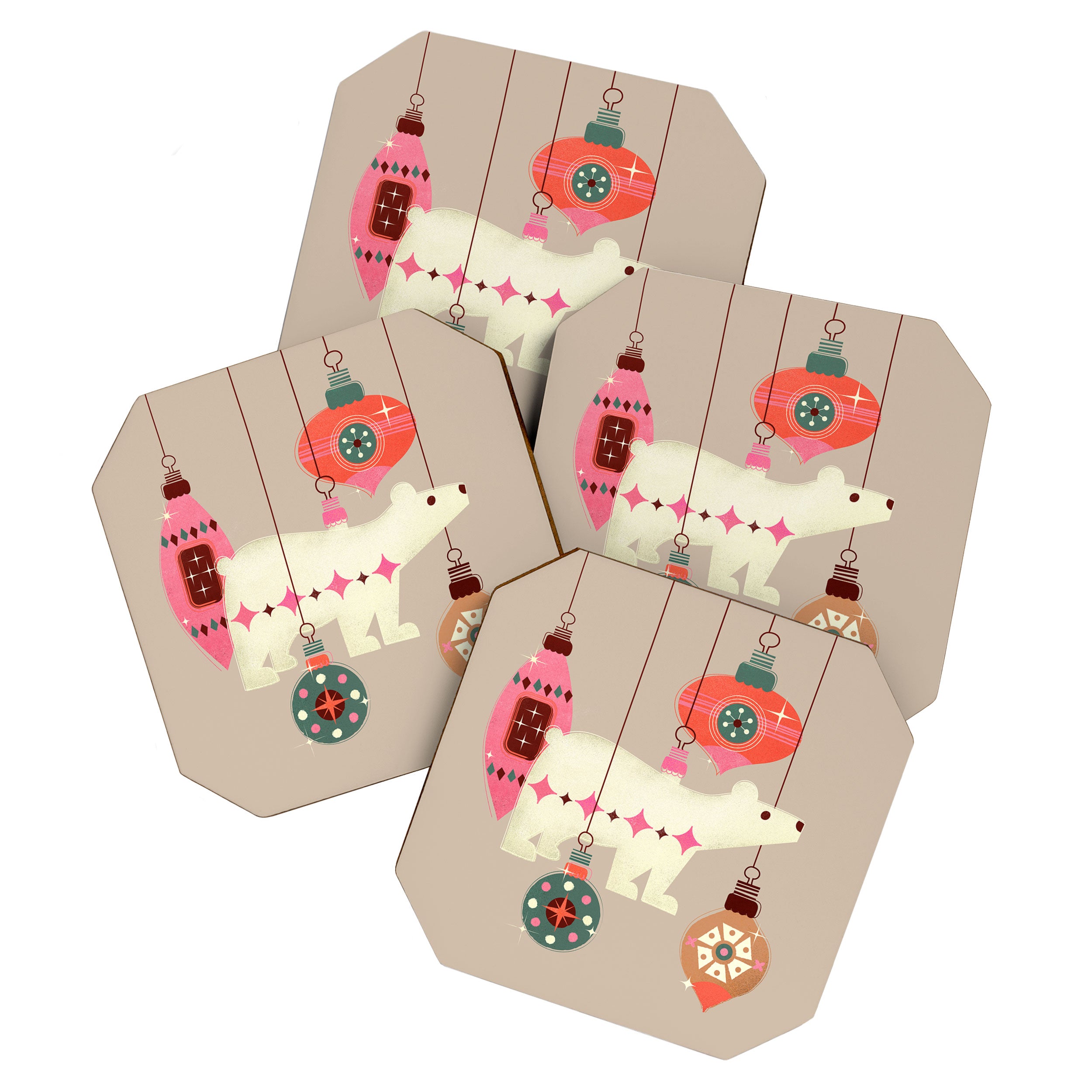 Festive Baubles With A Polar Bear Coaster Gallery Image 1