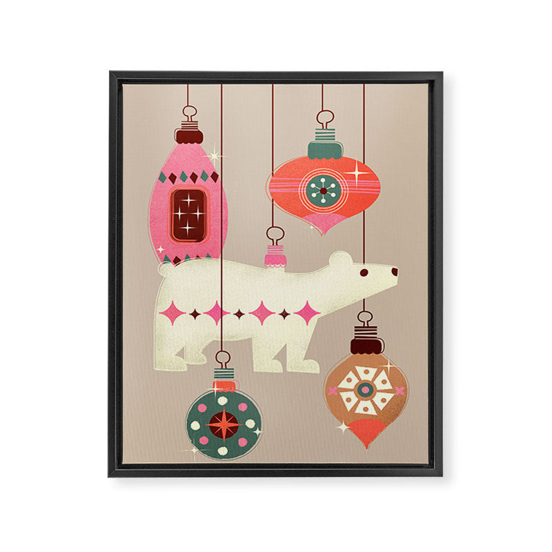 Festive Baubles With A Polar Bear Framed Canvas Print Gallery Image 8