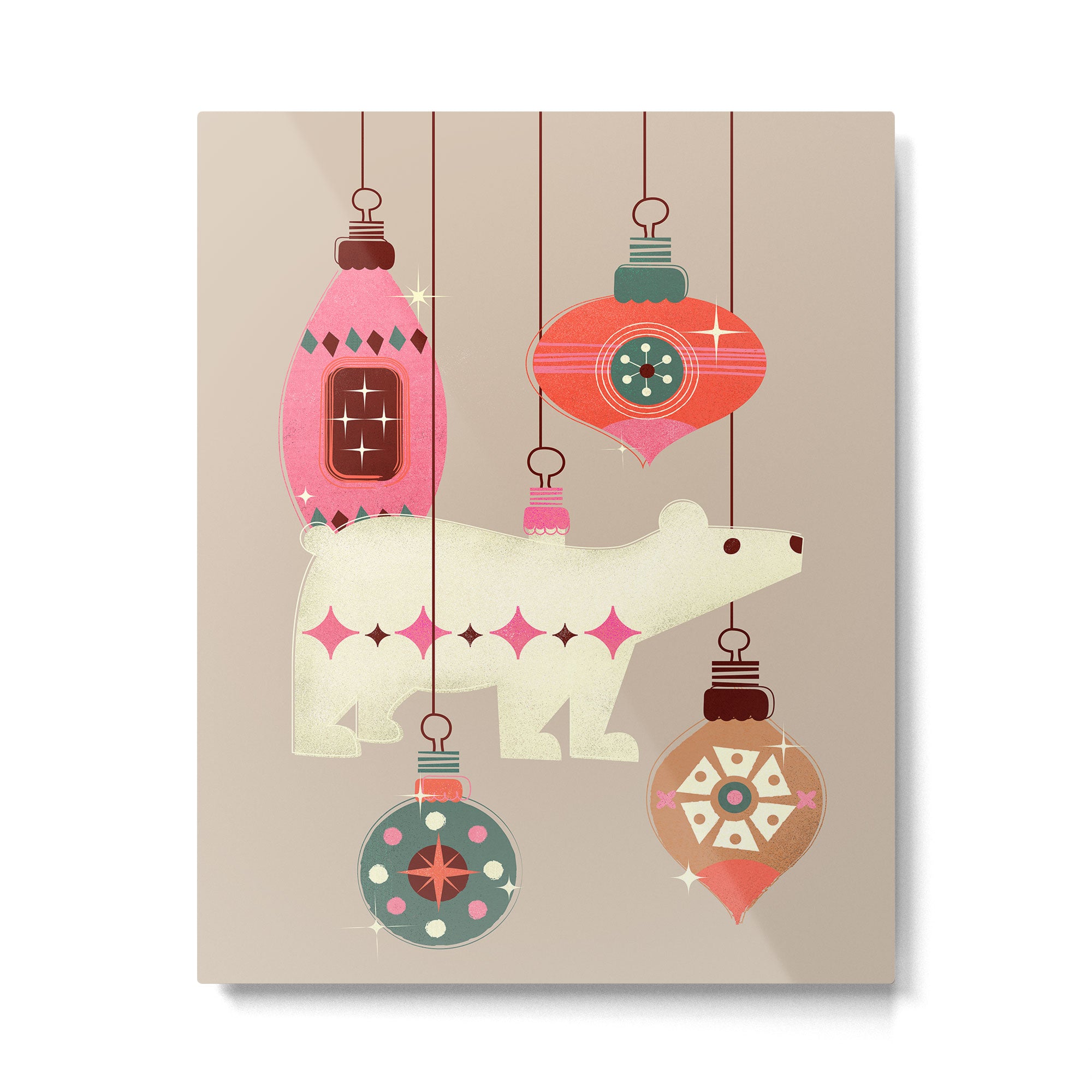 Festive Baubles With A Polar Bear Metal Print Gallery Image 6