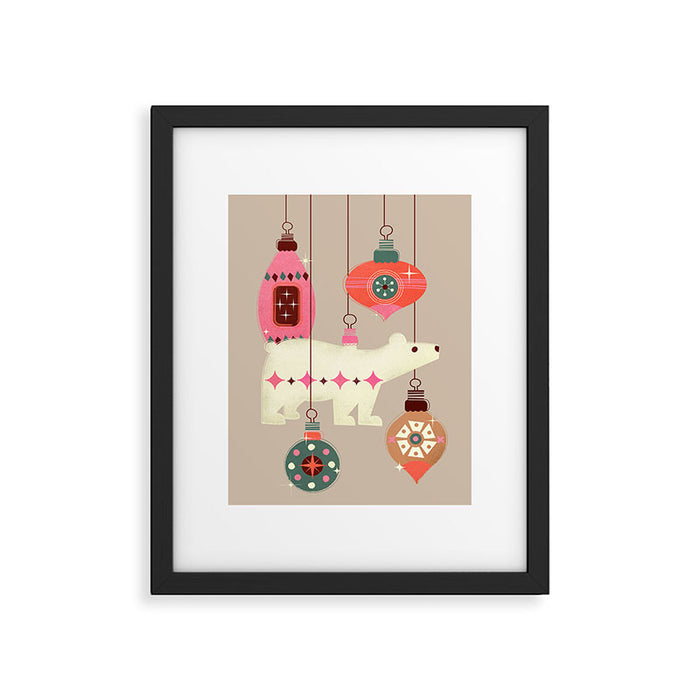 Festive Baubles With A Polar Bear Framed Art Print Gallery Image 1