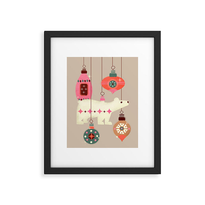 Festive Baubles With A Polar Bear Framed Art Print Gallery Image 6