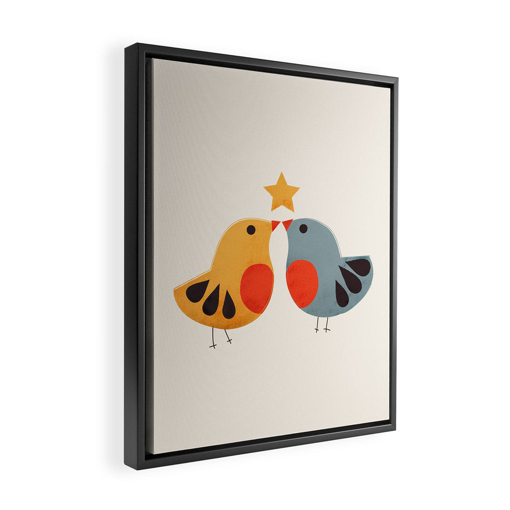 Festive Birds and Star Framed Canvas Print Gallery Image 2