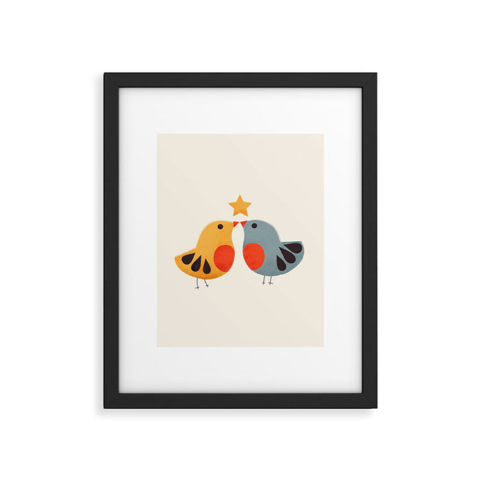Festive Birds and Star Framed Art Print Gallery Image 1