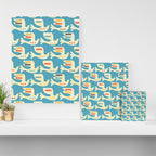 Festive Birds Blue Canvas Print Gallery Image 3