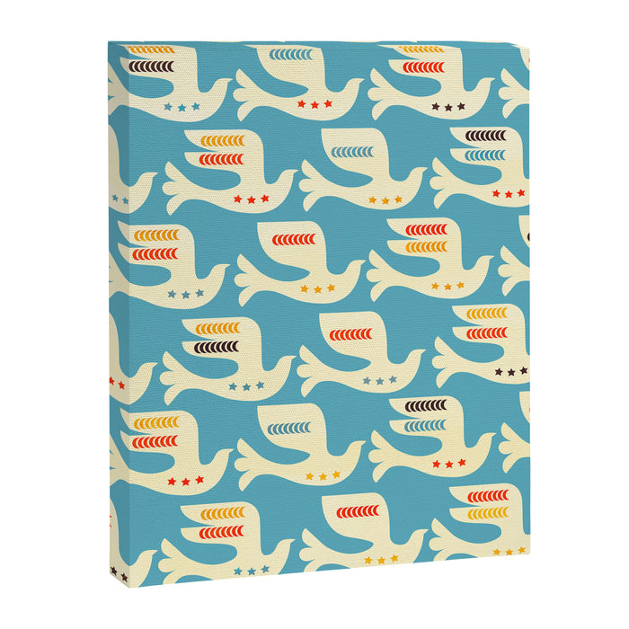 Festive Birds Blue Canvas Print Gallery Image 1