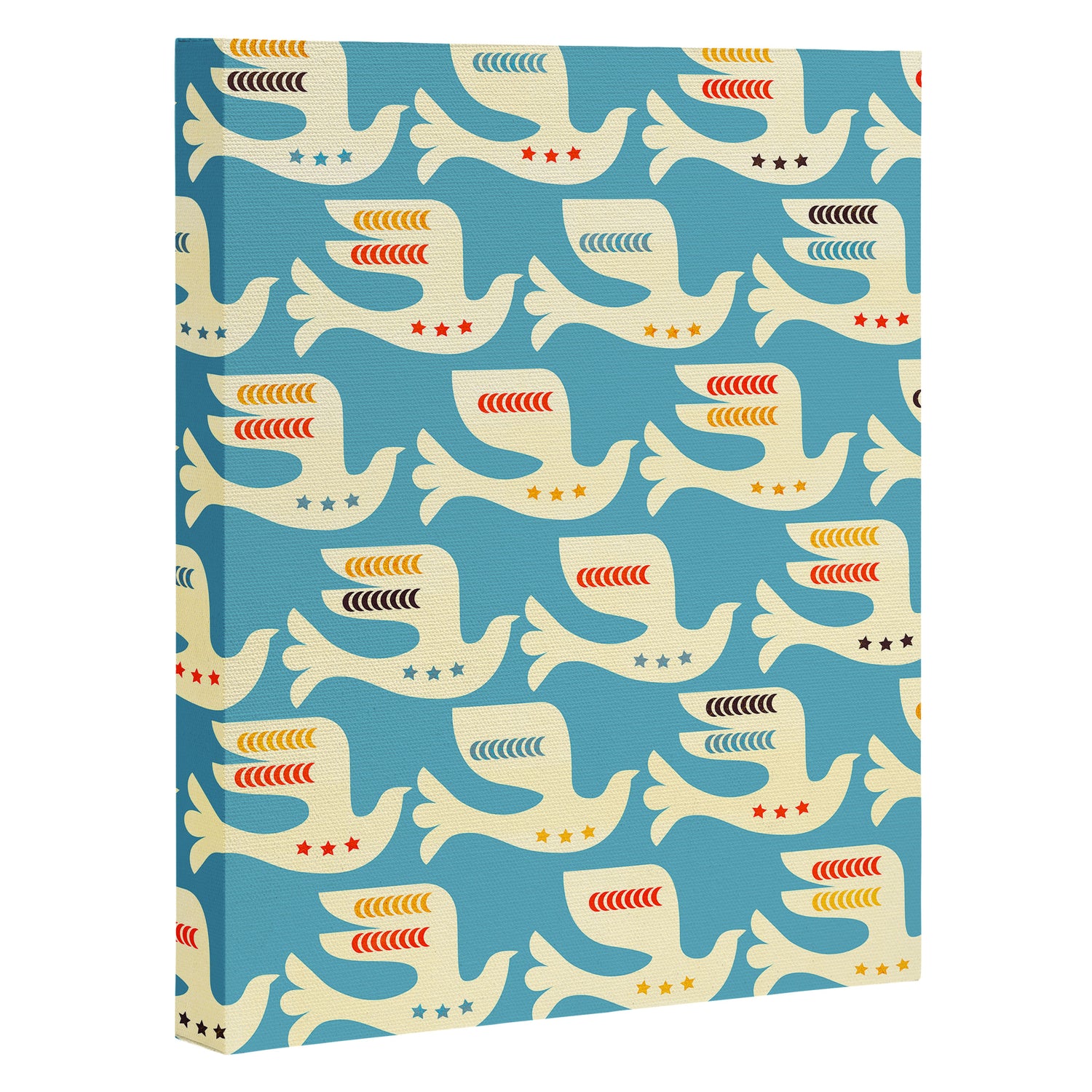 Festive Birds Blue Canvas Print Gallery Image 3