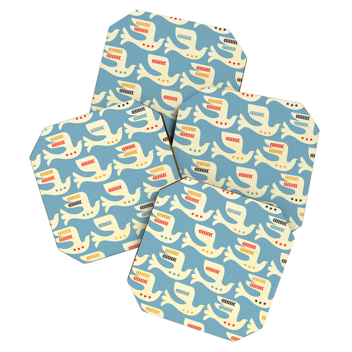 Festive Birds Blue Coaster Gallery Image 1