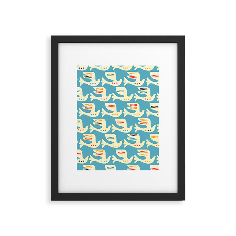 Festive Birds Blue Framed Art Print Gallery Image 6