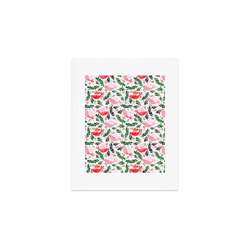 Festive Birds - christmas pattern no2 Art Print Gallery Image 1