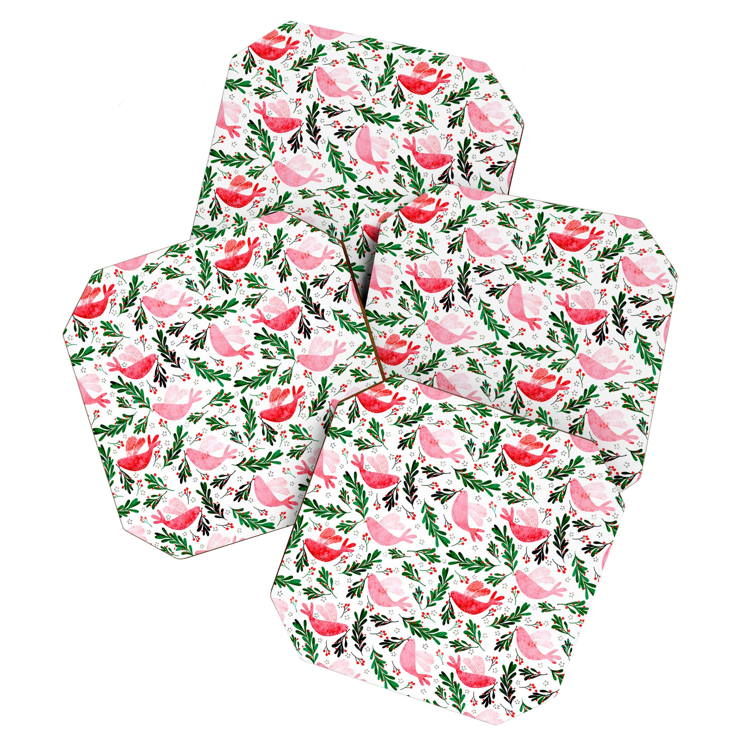 Festive Birds - christmas pattern no2 Coaster Gallery Image 1