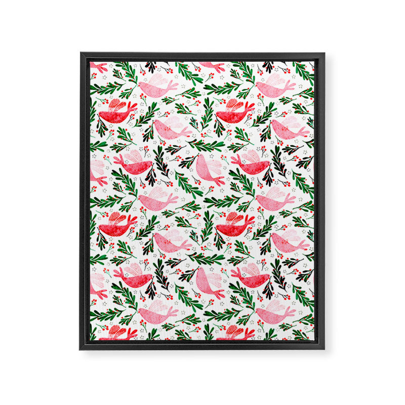 Festive Birds - christmas pattern no2 Framed Canvas Print Gallery Image 8