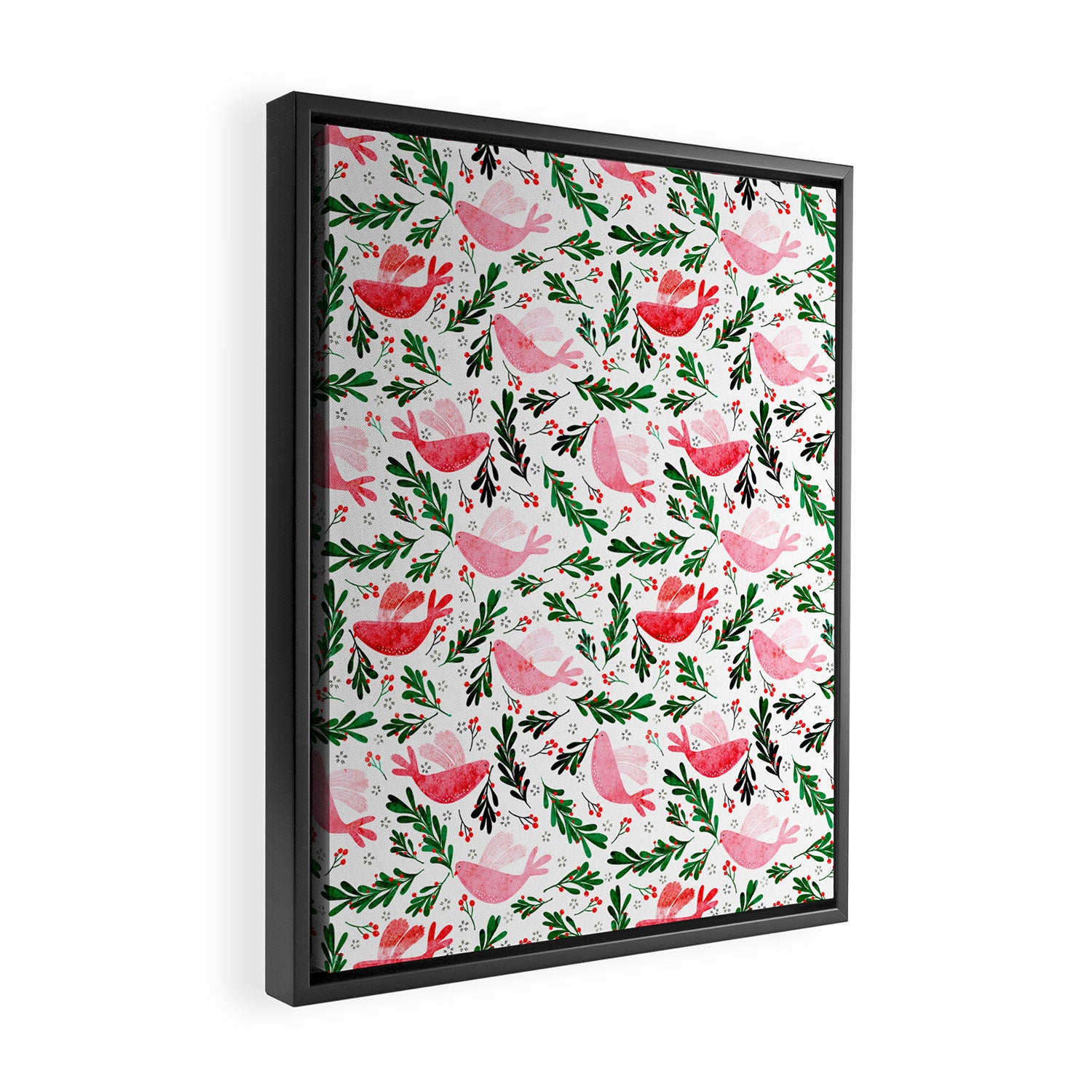 Festive Birds - christmas pattern no2 Framed Canvas Print Gallery Image 2