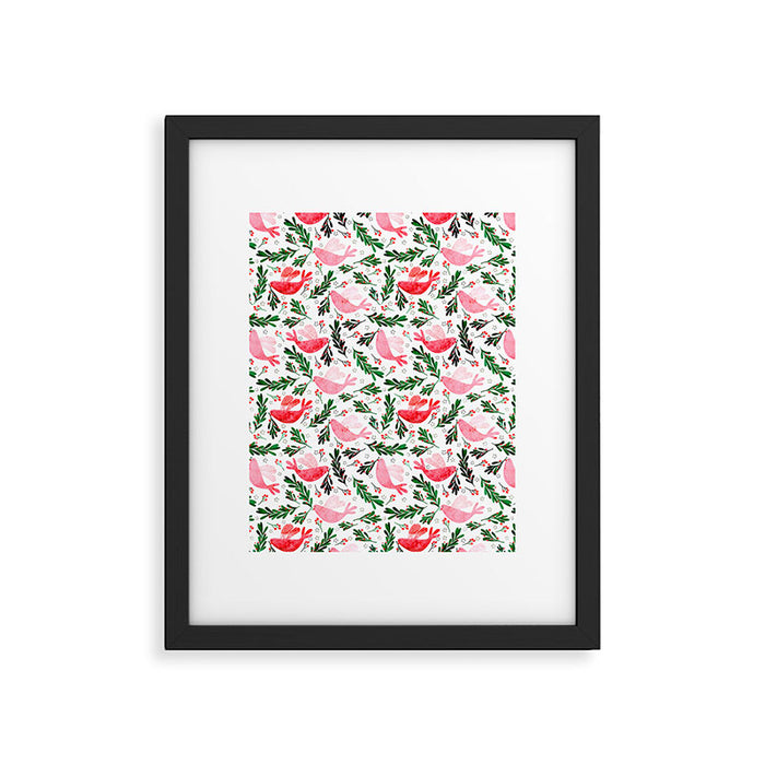 Festive Birds - christmas pattern no2 Framed Art Print Gallery Image 1