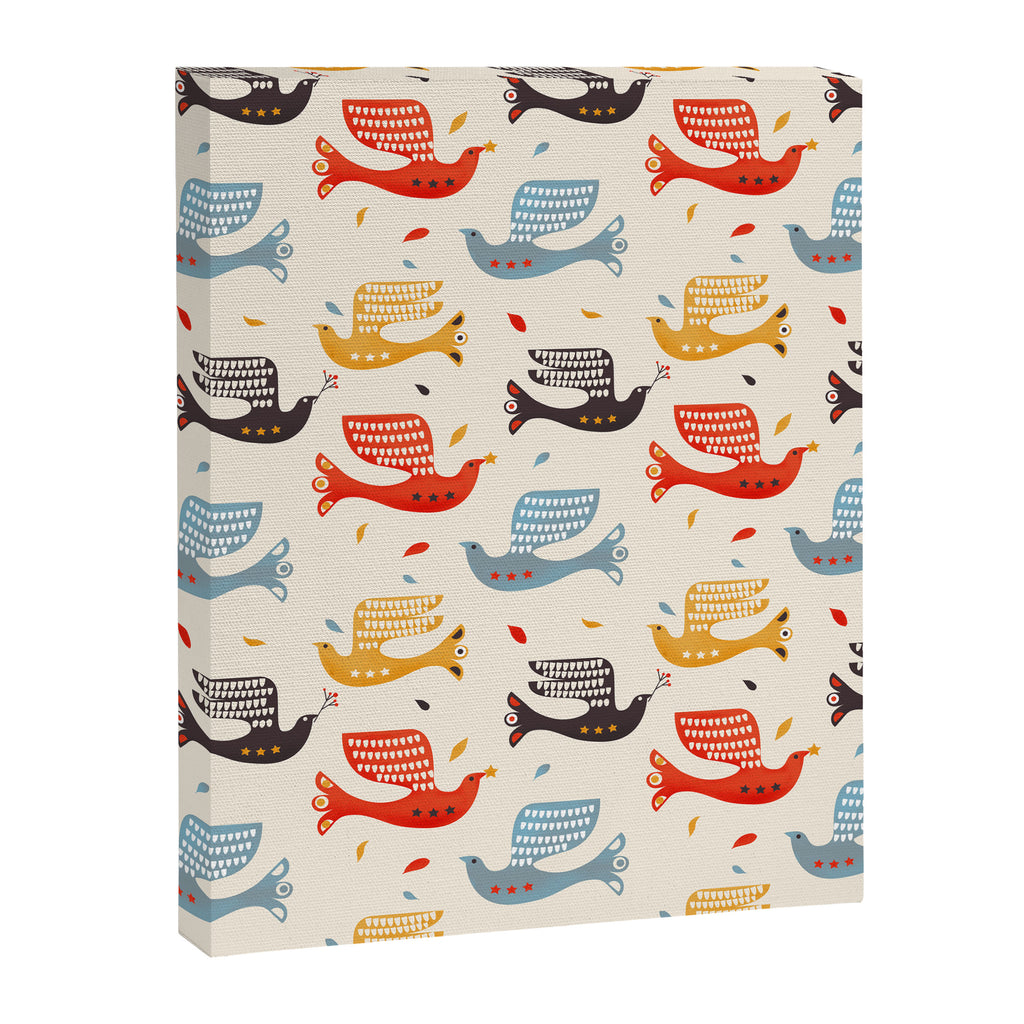 Festive Birds retro pattern Canvas Print Gallery Image 8