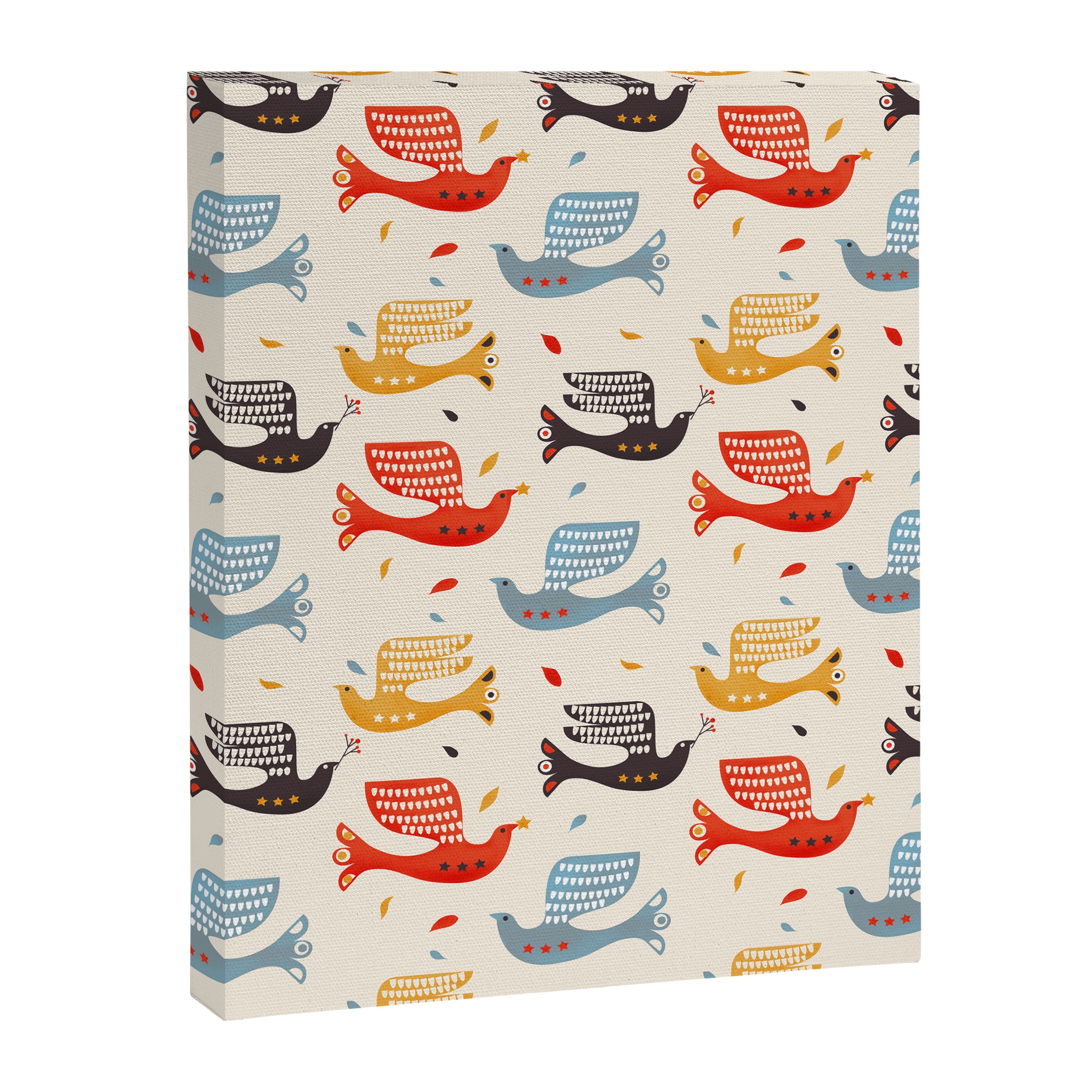 Festive Birds retro pattern Canvas Print Gallery Image 8