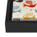 Festive Birds retro pattern Framed Canvas Print Gallery Image 3