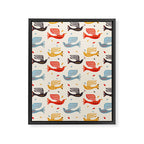 Festive Birds retro pattern Framed Canvas Print Gallery Image 8